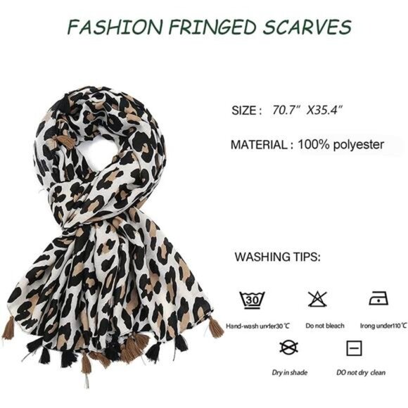 Boho Scarf Lightweight Fashion Leopard - Picture 2 of 5
